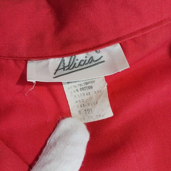 Vintage Alicia Coral Red Sleeveless Midi  Dress 2 Pockets Womans Size 12 Tall - Picture 3 of 9